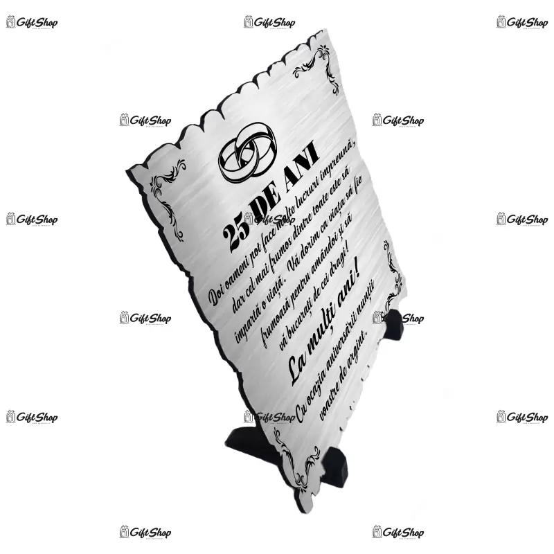 Aniversare 25 ani doi oameni pot face multe, placheta cu mesaj c